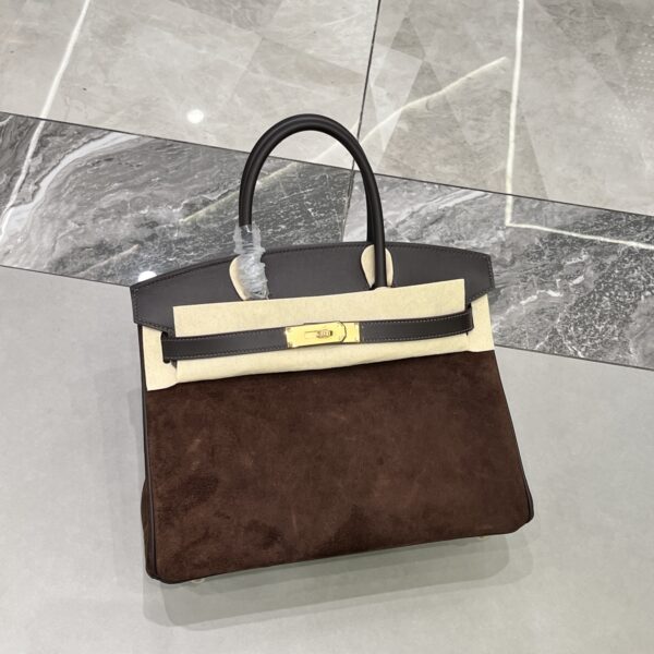Birkin_30_Suede_Craftsmanship-Dark Brown Bag