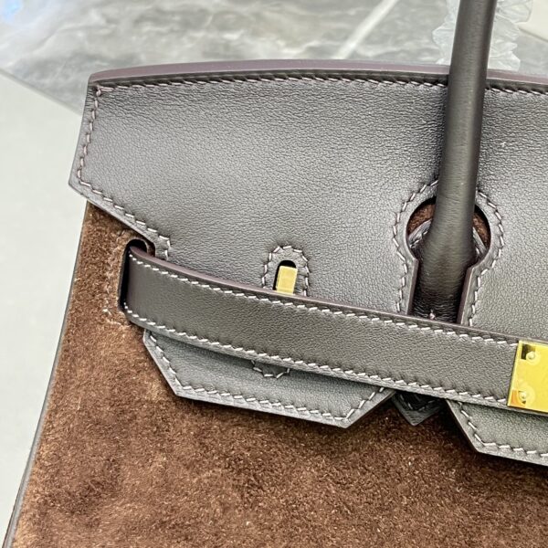 Birkin_30_Suede_Craftsmanship-Dark Brown Bag