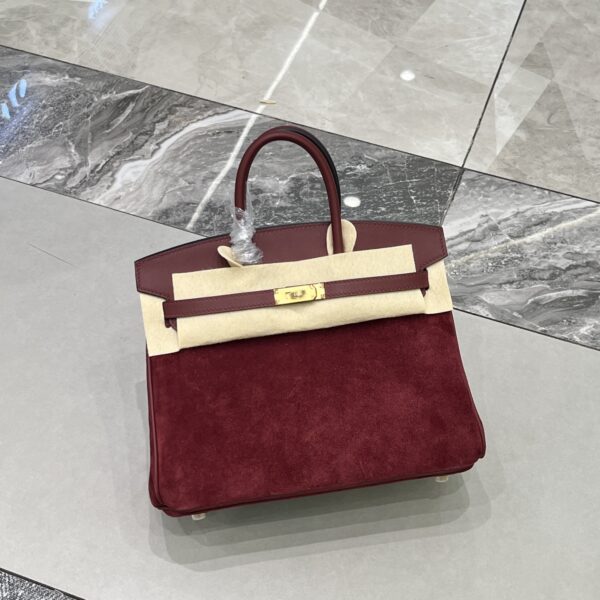 Birkin_30_Suede_Craftsmanship-Wine Red Bag