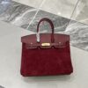 Birkin_30_Suede_Craftsmanship-Wine Red Bag