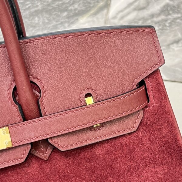 Birkin_30_Suede_Craftsmanship-Wine Red Bag