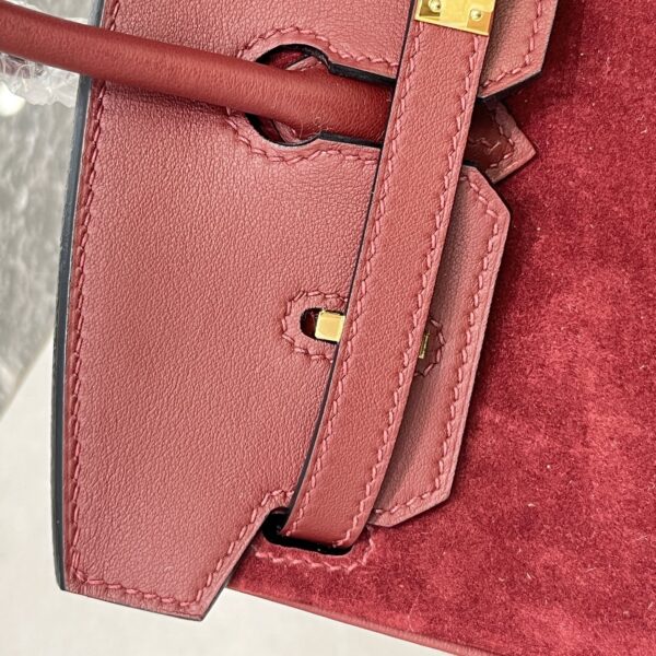 Birkin_30_Suede_Craftsmanship-Wine Red Bag