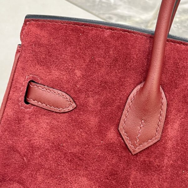 Birkin_30_Suede_Craftsmanship-Wine Red Bag
