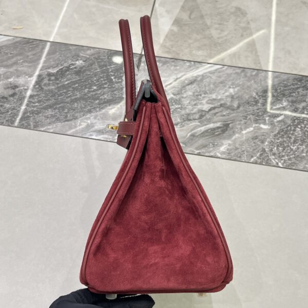 Birkin_30_Suede_Craftsmanship-Wine Red Bag