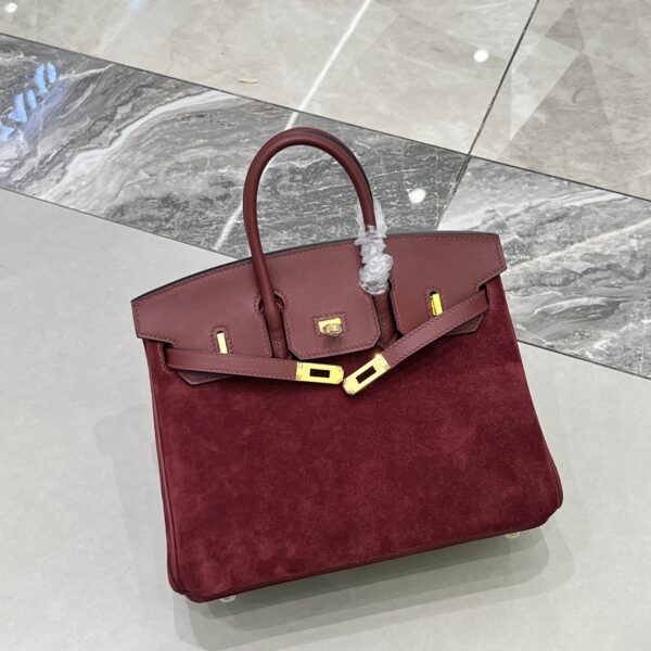Birkin_30_Suede_Craftsmanship-Wine Red Bag