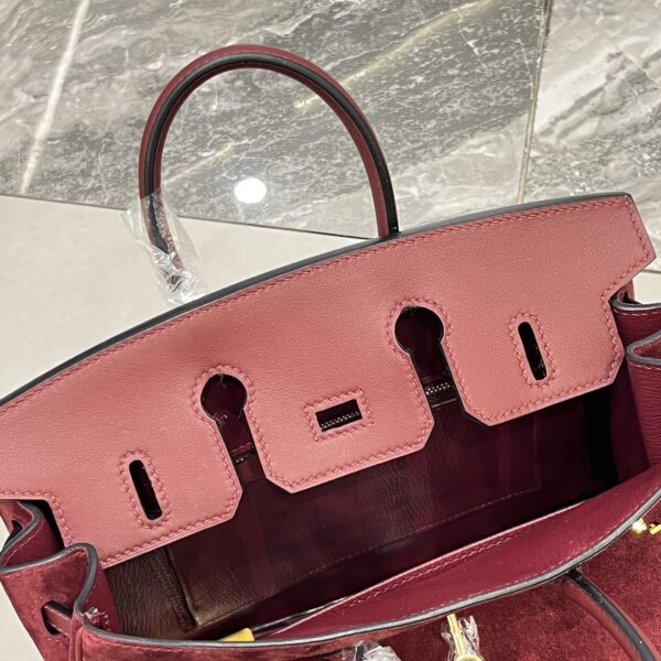 Birkin_30_Suede_Craftsmanship-Wine Red Bag