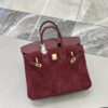 Birkin_30_Suede_Craftsmanship-Wine Red Bag