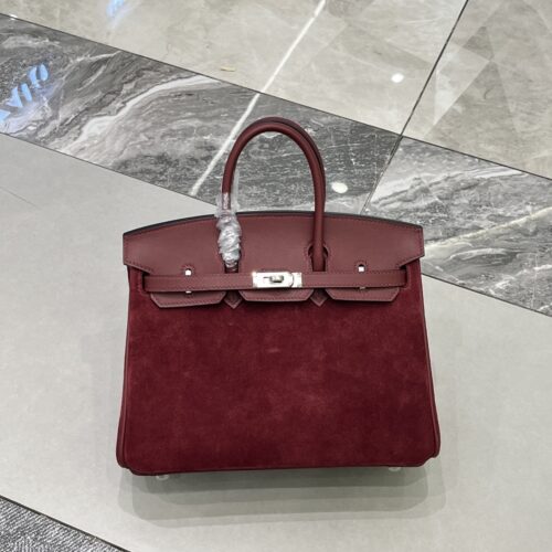 Birkin_30_Suede_Craftsmanship-Dark Wine Red Bag
