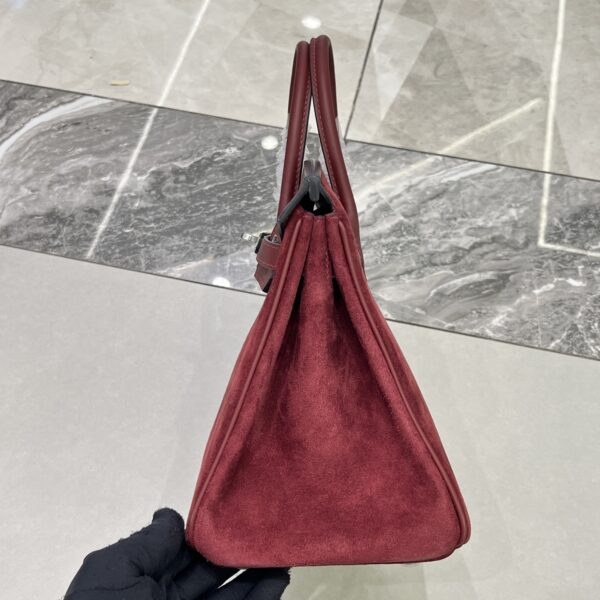 Birkin_30_Suede_Craftsmanship-Dark Wine Red Bag