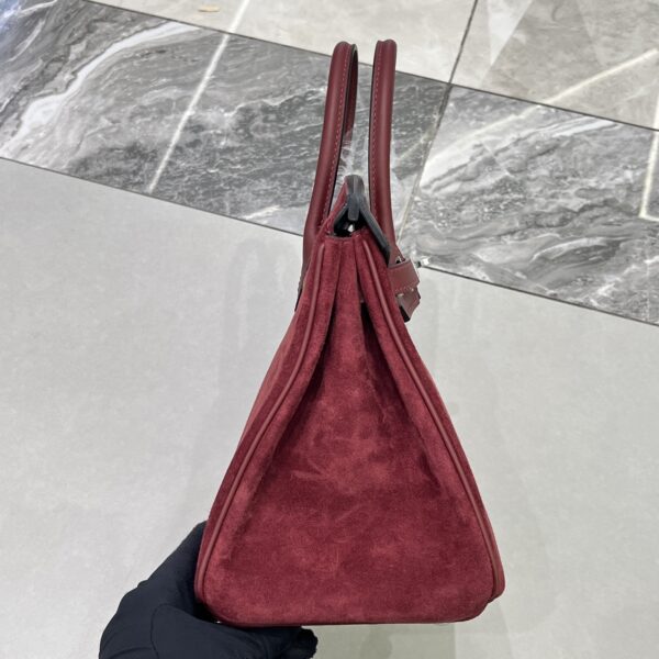 Birkin_30_Suede_Craftsmanship-Dark Wine Red Bag