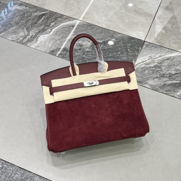 Birkin_30_Suede_Craftsmanship-Dark Wine Red Bag
