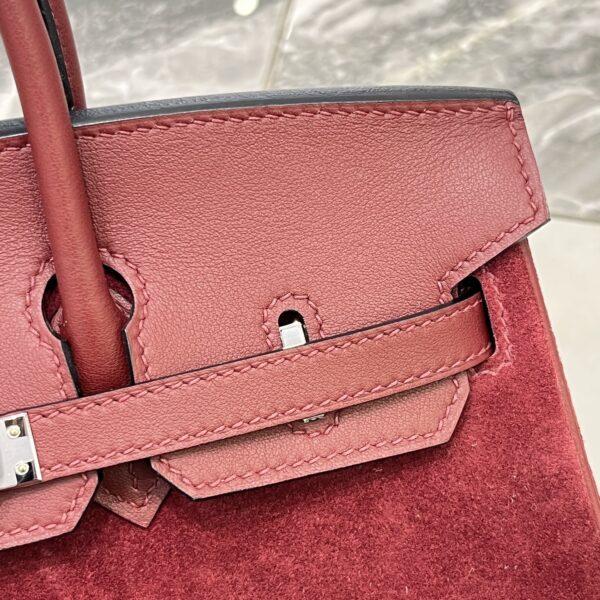 Birkin_30_Suede_Craftsmanship-Dark Wine Red Bag