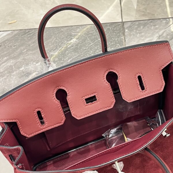 Birkin_30_Suede_Craftsmanship-Dark Wine Red Bag
