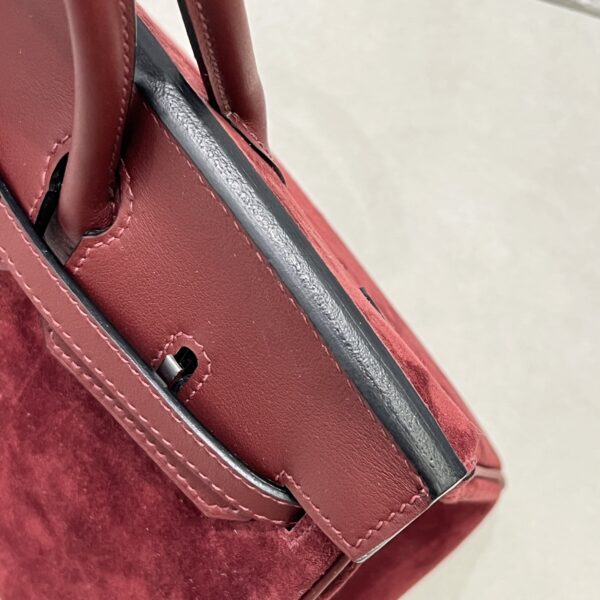 Birkin_30_Suede_Craftsmanship-Dark Wine Red Bag