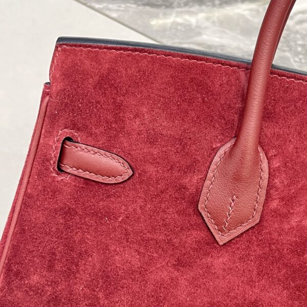 Birkin_30_Suede_Craftsmanship-Dark Wine Red Bag