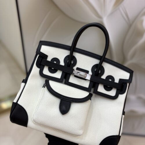 Birkin_Cargo_25_Craftsmanship-Black & White Canvas Bag