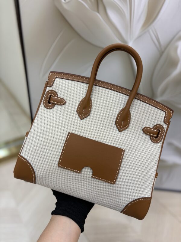 Birkin_Cargo_25_Craftsmanship-Brown & White Canvas Bag