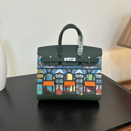 Birkin_Faubourg_20_Craftsmanship-Dark Green Multicolor Orange Bag