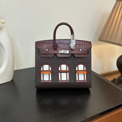 Birkin_Faubourg_20_Craftsmanship-Wine Red Black White Orange Bag