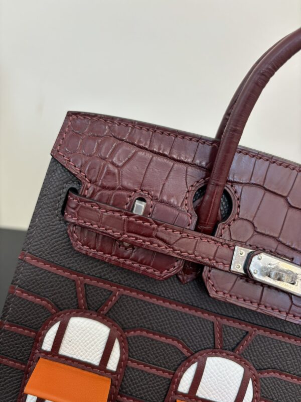 Birkin_Faubourg_20_Craftsmanship-Wine Red Black White Orange Bag