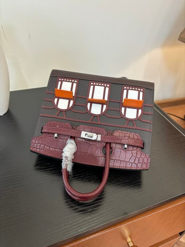 Birkin_Faubourg_20_Craftsmanship-Wine Red Black White Orange Bag