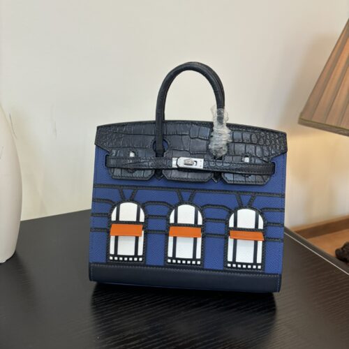 Birkin_Faubourg_20_Craftsmanship-Dark Blue Black White Orange Bag