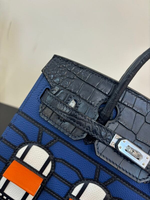 Birkin_Faubourg_20_Craftsmanship-Dark Blue Black White Orange Bag