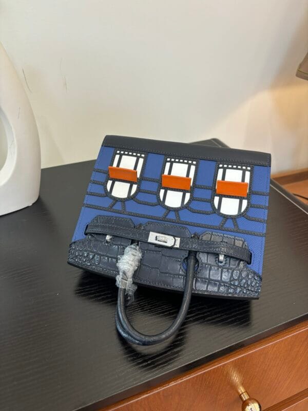 Birkin_Faubourg_20_Craftsmanship-Dark Blue Black White Orange Bag