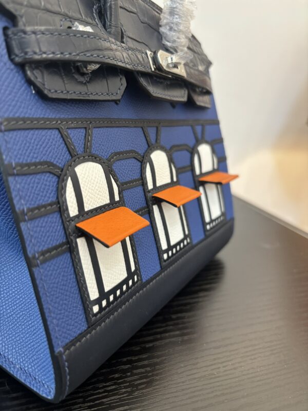 Birkin_Faubourg_20_Craftsmanship-Dark Blue Black White Orange Bag
