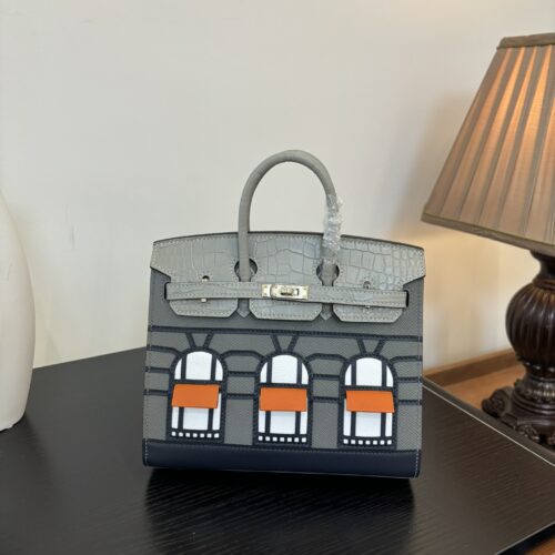 Birkin_Faubourg_20_Craftsmanship-Light Grey Dark Grey White Orange Bag