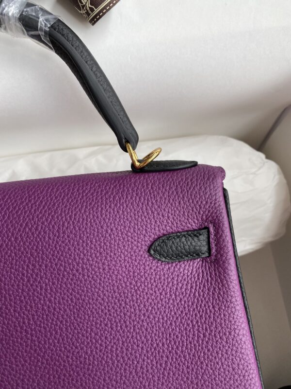 Kelly_25_Togo_Craftsmanship-Purple and Black Bag