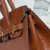 Birkin_20_Matte_Alligator_Craftsmanship-Brown Crocodile Bag