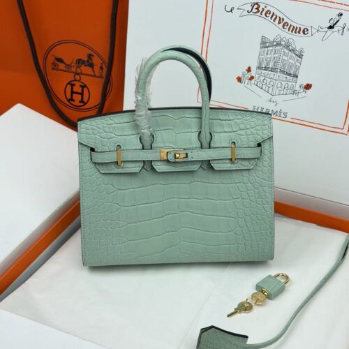 Birkin_20_Matte_Alligator_Craftsmanship-Mint Green Crocodile Bag