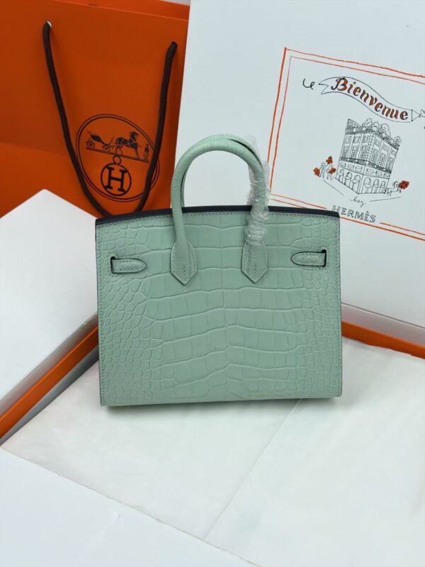 Birkin_20_Matte_Alligator_Craftsmanship-Mint Green Crocodile Bag