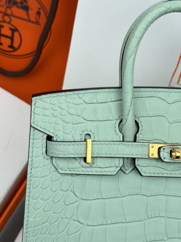 Birkin_20_Matte_Alligator_Craftsmanship-Mint Green Crocodile Bag