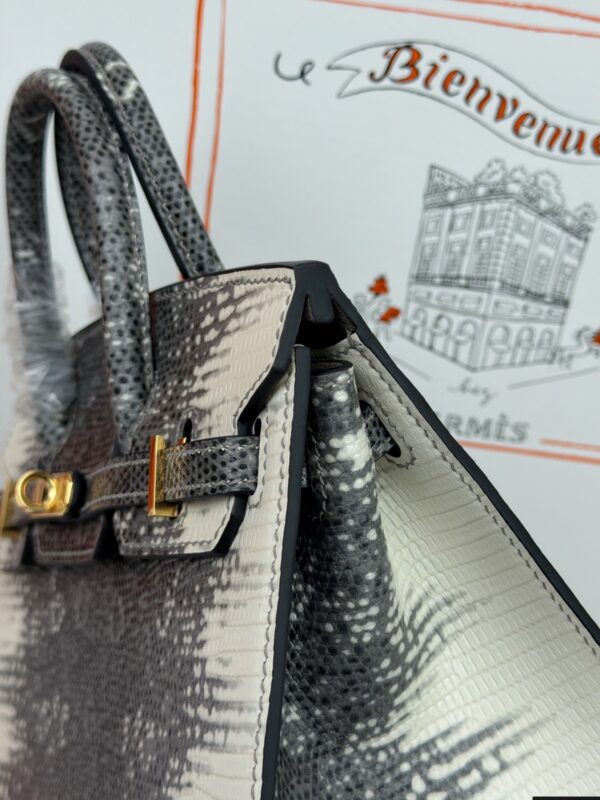 Birkin_20_Matte_Alligator_Craftsmanship-Black & White Lizard Bag