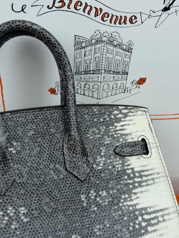 Birkin_20_Matte_Alligator_Craftsmanship-Black & White Lizard Bag